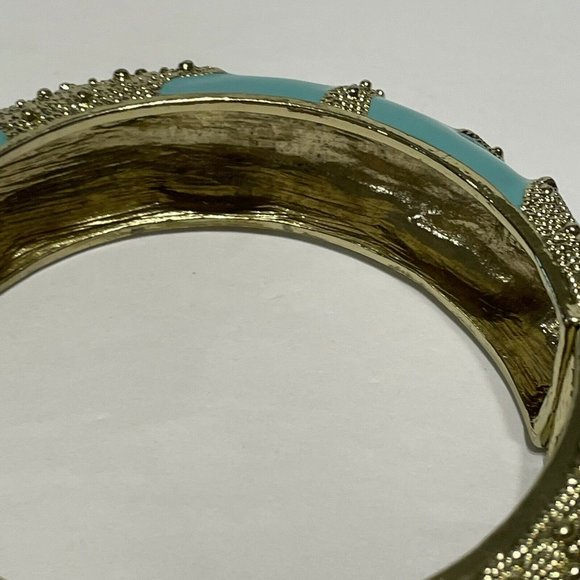 Amrita Singh Teal and Gold Tone Cuff Clamper  Bracelet Starfish Ocean Beach - Picture 3 of 10